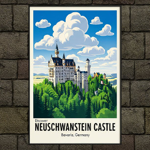 Affiche Vintage 1960 Neuschwanstein Castle Travel