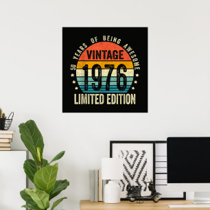 Affiche Vintage 1976 50e anniversaire Né en 1976