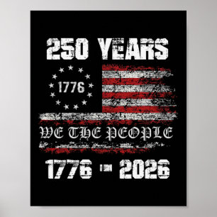 Affiche Vintage 250 Ans 1776-2026 250e Anniversaire 4 Juil
