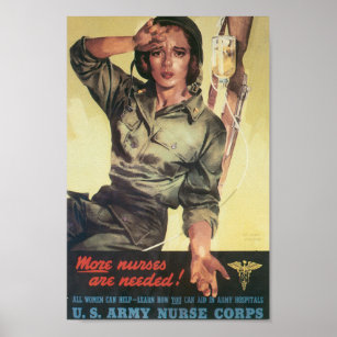 Affiche Vintage 2ÈME GUERRE MONDIALE U.S Army Nurse Corp,