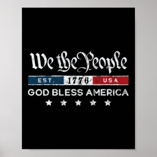 Affiche Vintage 4 juillet - Nous le peuple Usa Dieu béniss