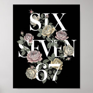 Affiche Vintage 67 Six Seven Mème Floral Boho Fleur Sauvag