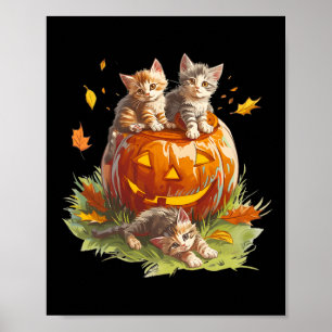 Affiche Vintage 90s Chat Citrouille Halloween Pour Hommes