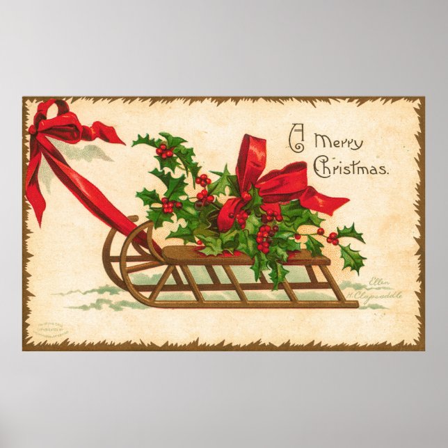 Affiche Vintage A Merry Christmas Card (Devant)