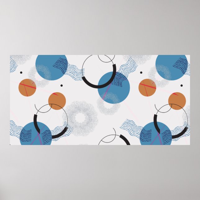 Affiche vintage abstract geometric and brush shapes seamle (Devant)