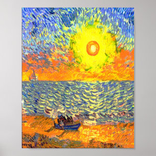 Affiche Vintage Abstrait Beach Sunrise Peinture Design