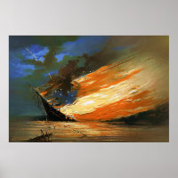Affiche vintage Abstraite sur le drapeau de feu