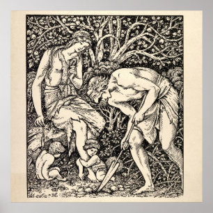 Affiche Vintage Adam And Eve by Edward Burne-Jones