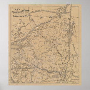 Affiche Vintage Adirondack Mountains Railroad Map (1895) 2