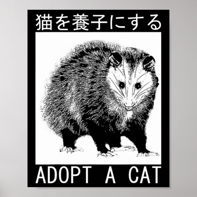 Affiche Vintage Adopter Un Chat Possum Japonais Opossum (Devant)