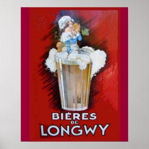 Affiche Vintage Advertisement, Bieres de Longwy