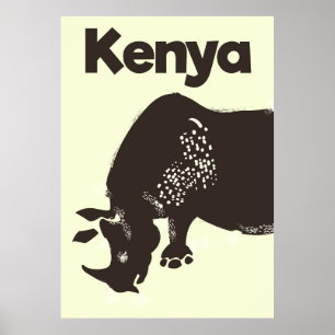 Affiche vintage africaine Kenya Rhino