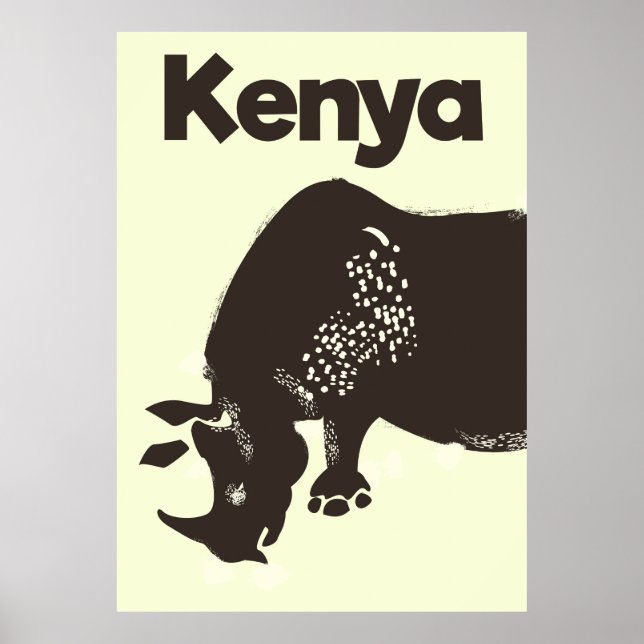 Affiche vintage africaine Kenya Rhino (Devant)