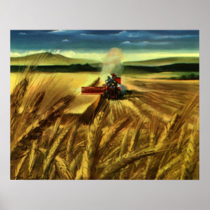 Affiche Vintage Agricultural Farm Business, Wheat Farming