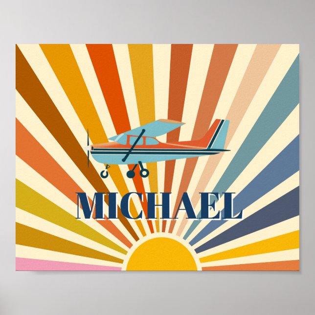 Affiche Vintage Airplane Cessna Retro Sunset Custom (Devant)