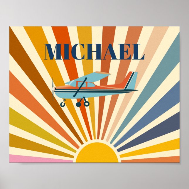Affiche Vintage Airplane Cessna Retro Sunset Custom (Devant)