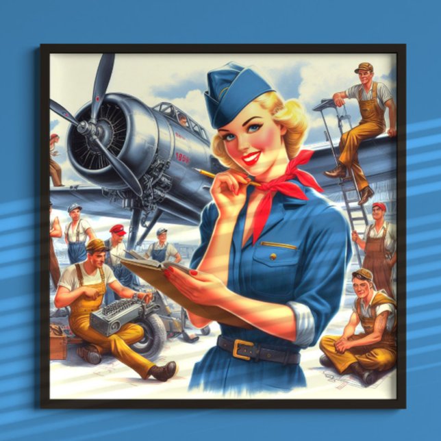 Affiche Vintage Airplane Pin-up (Créateur téléchargé)
