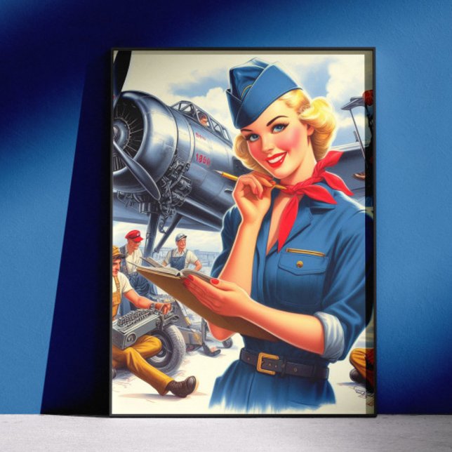 Affiche Vintage Airplane Pin-up (Créateur téléchargé)