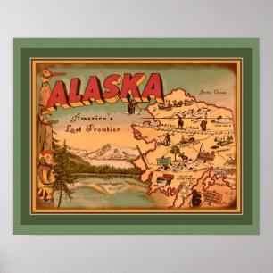 Affiche Vintage Alaska "Perdu Frontière"