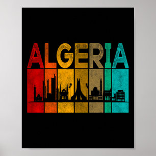 Affiche Vintage Algérie J'aime Algérie Carte Algérie Footb