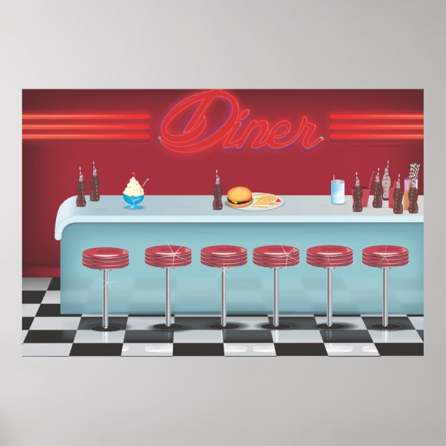Affiche Vintage All American Diner (Devant)