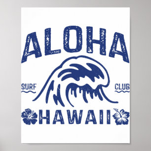 Affiche Vintage Aloha Hawaï Vague Surf Plage Hawaïenne Sur