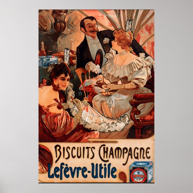 Affiche Vintage Alphonse Mucha Biscuits Publicité (Devant)