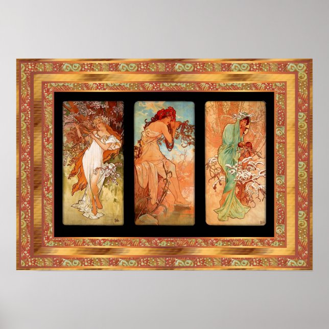 Affiche Vintage Alphonse Mucha Panneau Art Nouveau (Devant)
