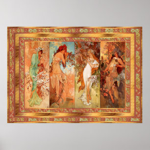 Affiche Vintage Alphonse Mucha Panneau Art Nouveau