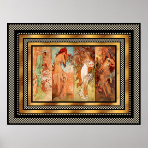 Affiche Vintage Alphonse Mucha Panneau Art Nouveau