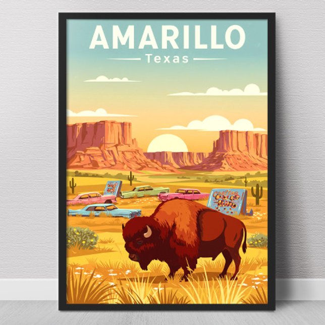 Affiche Vintage Amarillo Texas (Créateur téléchargé)