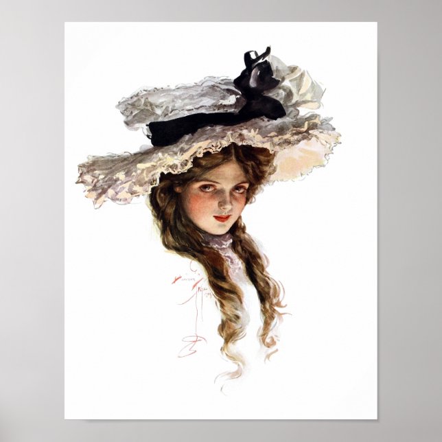 Affiche Vintage Américaine avec casquette blanc (Devant)