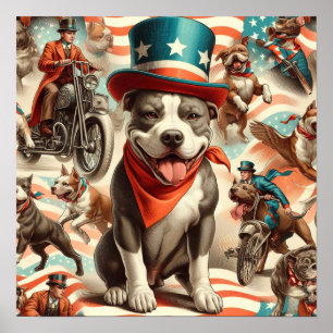 Affiche Vintage American Pit Bull Terrier Art