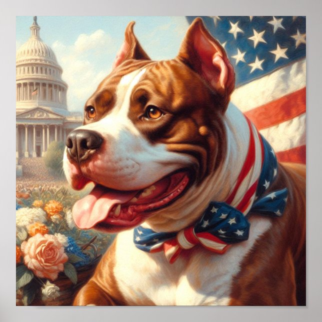 Affiche Vintage American Pit Bull Terrier Peinture (Devant)