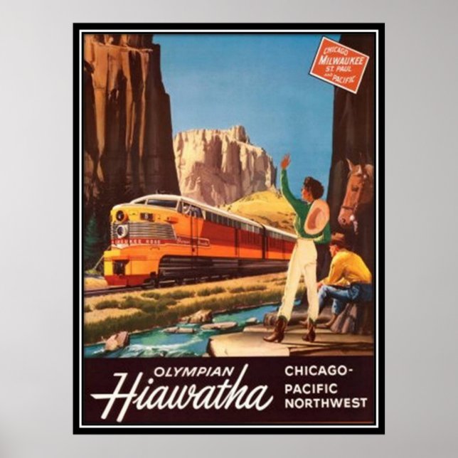 Affiche Vintage American Railway, États-Unis - (Devant)
