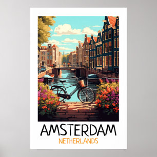 Affiche Vintage Amsterdam Pays-Bas Peinture