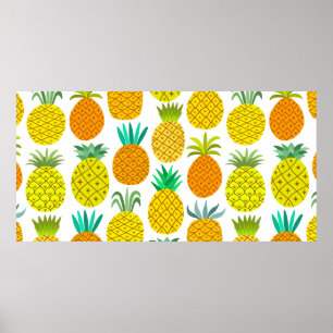 Affiche vintage ananas sans soudure motif isolé sur whi