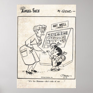 Affiche Vintage Angel Face Comic "Maman est malade de moi"