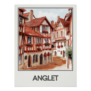 Affiche vintage Anglet, charme basque