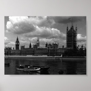 Affiche Vintage Angleterre Chambres du parlement de Londre