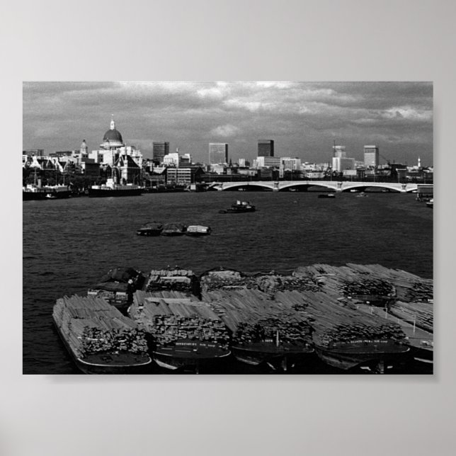 Affiche Vintage Angleterre Londres Thames river skyline ci (Devant)