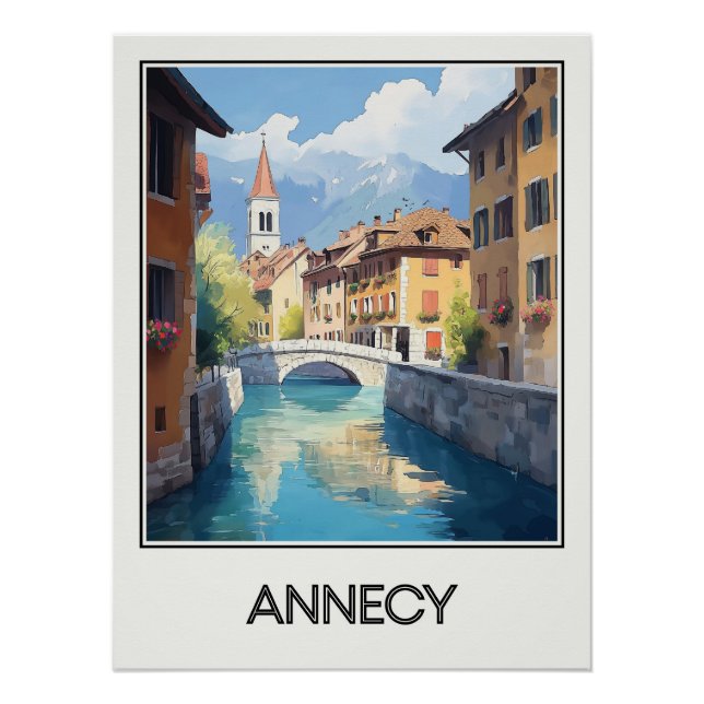 Affiche vintage Annecy, charme du vieux canal (Devant)