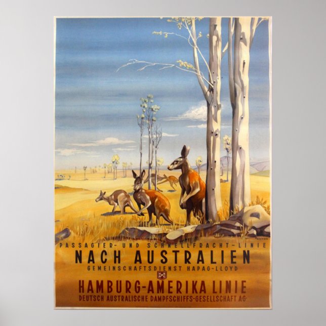 Affiche Vintage (années 1930) Allemagne HAPAG Cruise Line  (Devant)