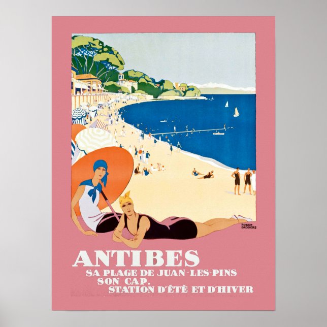 Affiche Vintage Antibes France Plage Voyage (Devant)