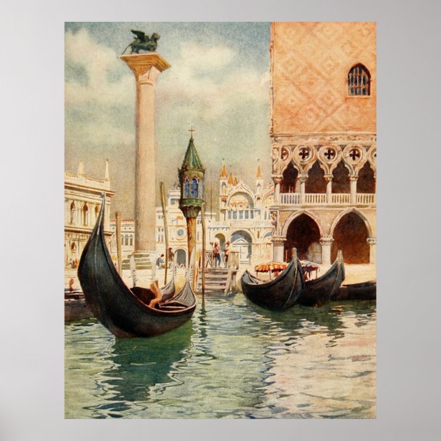 Affiche Vintage Antique Italie Venise Gondola Shrine (Devant)