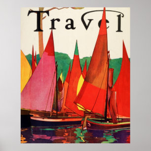 Affiche Vintage Antique Italy Travel Magazine Fishing