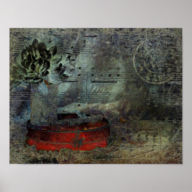 Affiche Vintage Antique Noir Vieux Script Partition (Devant)