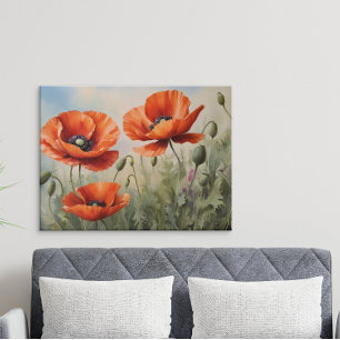 Affiche Vintage Aquarelle Poppies Art Élégant Floral
