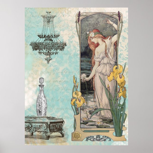 Affiche * Vintage AR23 Fleurs Victoriennes Art Nouveau (Devant)