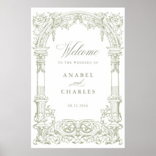 Affiche Vintage Arch Vines Cadre Mariage Bienvenue
